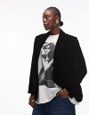 【送料無料】 マンゴ レディース ジャケット・ブルゾン アウター Mango curve velvet blazer in black Black