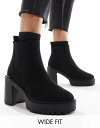 【送料無料】 エイソス レディース ブーツ・レインブーツ シューズ ASOS DESIGN Wide Fit Elma heeled chunky chelsea boots in black Black(4)