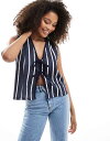 【送料無料】 エイソス レディース ベスト トップス ASOS DESIGN quilted tie front vest in navy and white ...