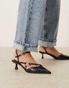 【送料無料】 エイソス レディース ヒール シューズ ASOS DESIGN Sissi ring detail kitten heel shoes in bl...