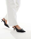 【送料無料】 ストラディバリウス レディース ヒール シューズ Stradivarius buckle detail slingback kitten heel in black Black