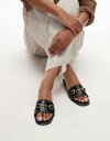 【送料無料】 マンゴ レディース サンダル シューズ Mango mule sandals with gold detailing in black Black