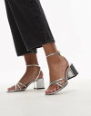 【送料無料】 マンゴ レディース ヒール シューズ Mango strappy block heels in silver SILVER