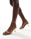 【送料無料】 マンゴ レディース ヒール シューズ Mango ankle wrap high heel in bronze BRONZE