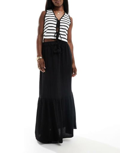 【送料無料】 ヴェロモーダ レディース スカート ボトムス Vero Moda boho maxi skirt in black Black 【送料無料】 ヴェロモーダ レディース スカート ボトムス Vero Moda boho maxi skirt in black Black