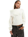 【送料無料】 マンゴ レディース ニット・セーター アウター Mango bardot sweater with side split in white WHITE