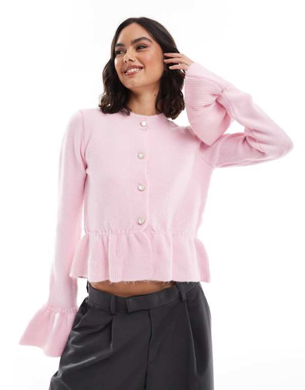 ̵  ǥ ǥ  ASOS DESIGN ruffle crop cardigan with cr...