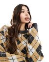 【送料無料】 エイソス レディース ニット・セーター アウター ASOS DESIGN fluffy boxy sweater in argyle knit M...