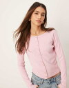 【送料無料】 エイソス レディース カーディガン アウター ASOS DESIGN fitted ribbed cardigan in pink pink