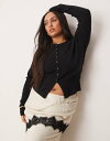 【送料無料】 エイソス レディース カーディガン アウター ASOS DESIGN Curve fitted ribbed cardigan in black ...
