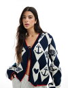 【送料無料】 ミスセルフフリッジ レディース カーディガン アウター Miss Selfridge nautical jacquard cardigan in ...
