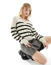 【送料無料】 ノイジーメイ レディース ポロシャツ トップス Noisy May knitted stripe polo in oatmeal Oatmeal