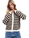 【送料無料】 エイソス レディース カーディガン アウター ASOS DESIGN knitted cardigan in blurred pink and k...