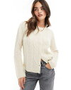 【送料無料】 エイソス レディース カーディガン アウター ASOS DESIGN mixed stitch knitted cardigan in cream...