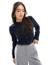 【送料無料】 エイソス レディース カーディガン アウター ASOS DESIGN crew neck cardigan in boucle in navy N...