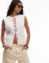 【送料無料】 トップショップ レディース ベスト トップス Topshop knit premium hand knit tie vest in ivory I...