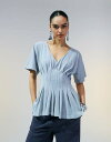 【送料無料】 エイソス レディース Tシャツ トップス ASOS DESIGN corset waist tee with pleat detail in washed gray Washed gray