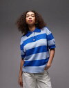 【送料無料】 トップショップ レディース ポロシャツ トップス Topshop boxy knit polo in blue stripe Multi
