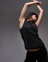 【送料無料】 マンゴ レディース ベスト トップス Mango hotfix front tank top in black Black