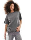 【送料無料】 プルアンドベアー レディース Tシャツ トップス Pull&Bear oversized T-shirt in washed gray Gray(4)