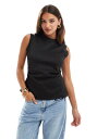【送料無料】 エイソス レディース ベスト トップス ASOS DESIGN Scuba corset waist tank top in black Blac...