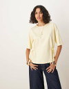 【送料無料】 エイソス レディース Tシャツ トップス ASOS DESIGN oversized T-shirt with tie detail in lemon LEMON(4)