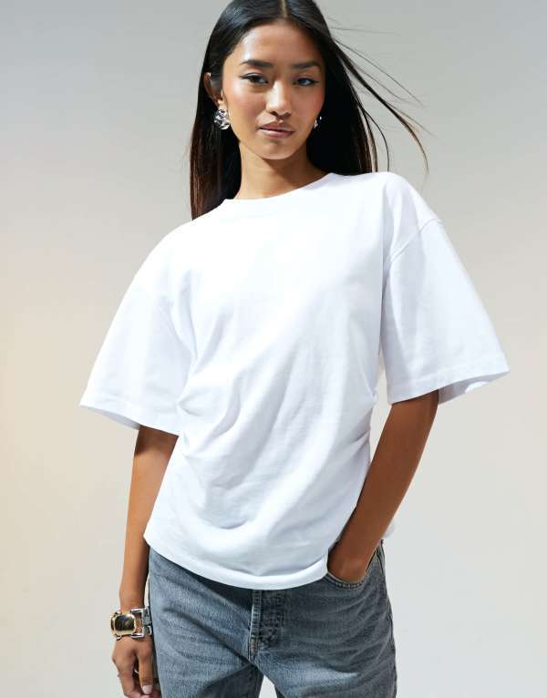 【送料無料】 エイソス レディース Tシャツ トップス ASOS DESIGN corset waist t-shirt in white WHITE