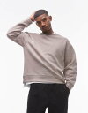 【送料無料】 トップマン メンズ パーカー・スウェット アウター Topman oversized fit sweatshirt in stone Mink