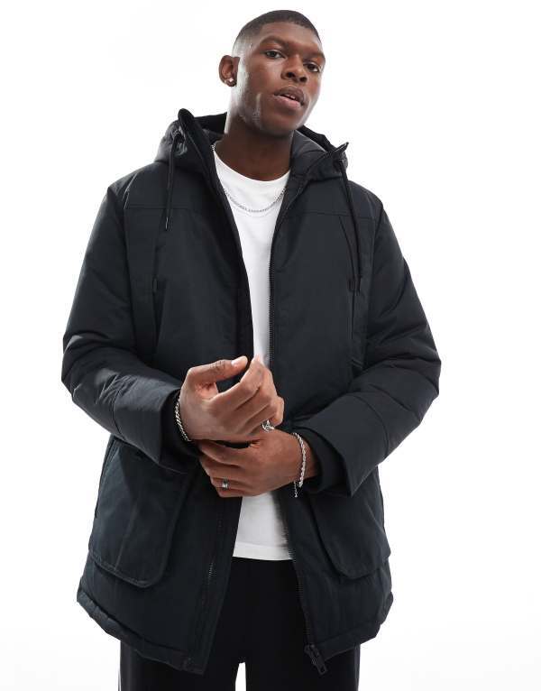 【送料無料】 ジャック アンド ジョーンズ メンズ ジャケット・ブルゾン アウター Jack & Jones utility parka in black Black