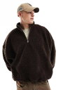 【送料無料】 エイソス メンズ パーカー・スウェット アウター ASOS DESIGN extreme oversized borg sweatshirt with funnel neck in brown Chocolate torte