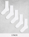 【送料無料】 ウィークデイ メンズ 靴下 アンダーウェア Weekday ribbed socks 5-pack in white White