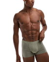 【送料無料】 エイソス メンズ トランクス アンダーウェア ASOS DESIGN 2 pack trunks in black and khaki Multi