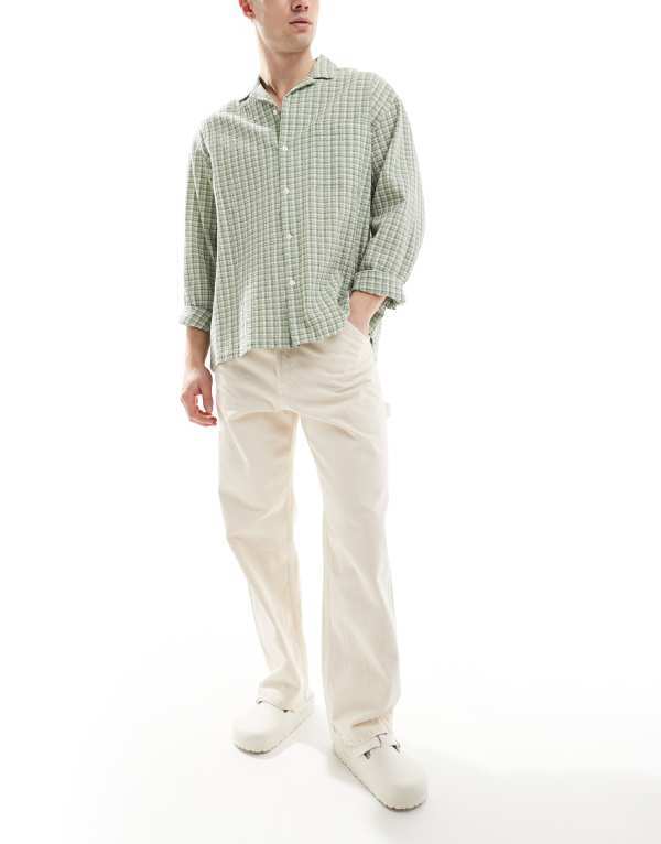 ジャック アンド ジョーンズ メンズ ボトムス デニムパンツ ジーンズ Jack & Jones Alex baggy carpenter fit jeans in ecru Antique White ホワイト