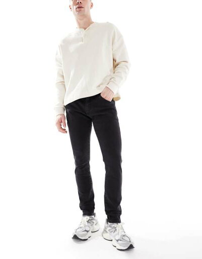 【送料無料】 ラングラー メンズ デニムパンツ ボトムス Wrangler Bryson skinny fit jeans in black black 【送料無料】 ラングラー メンズ デニムパンツ ボトムス Wrangler Bryson skinny fit jeans in black black