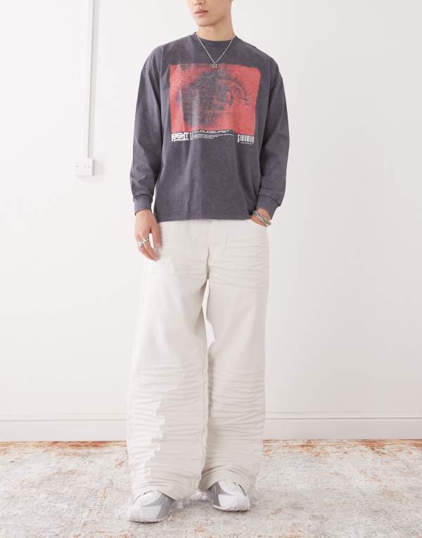 【送料無料】 チープマンデー メンズ デニムパンツ ボトムス Cheap Monday Looser baggy jeans in white White