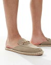 【送料無料】 エイソス メンズ サンダル シューズ ASOS DESIGN mule loafer espadrilles in stone with snaf...