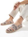 【送料無料】 エイソス メンズ サンダル シューズ ASOS DESIGN chevron canvas espadrilles Multi(4)