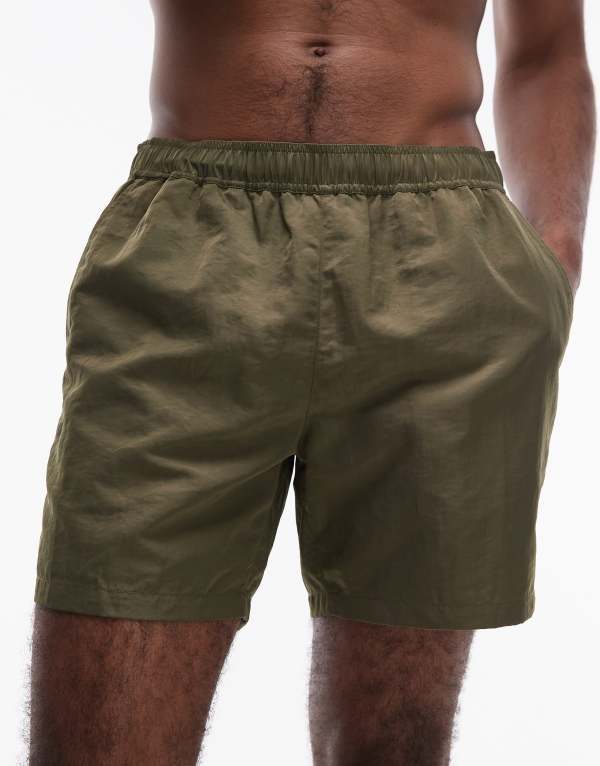 【送料無料】 トップマン メンズ ハーフパンツ・ショーツ 水着 Topman swim shorts in khaki Khaki