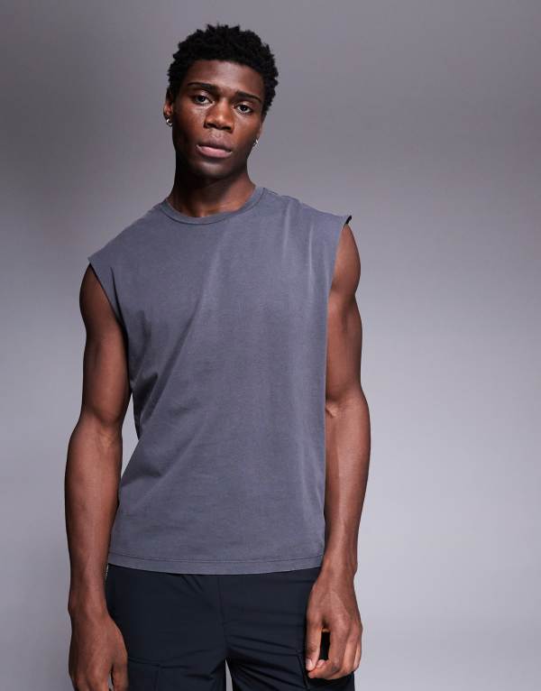 ̵ ץ  ٥ ȥåץ ADPT boxy tank in washed gray Asphalt