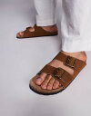 【送料無料】 エイソス メンズ サンダル シューズ ASOS DESIGN two strap sandals in tan with cork soles T...