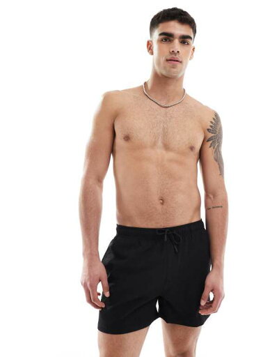 【送料無料】 リバーアイランド メンズ ハーフパンツ・ショーツ 水着 River Island seersucker swim suit in black Black 【送料無料】 リバーアイランド メンズ ハーフパンツ・ショーツ 水着 River Island seersucker swim suit in black Black