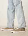 【送料無料】 カルバンクライン メンズ スニーカー シューズ Calvin Klein Jeans essential low canvas sneakers in beige and white Weathered Teak/Turt