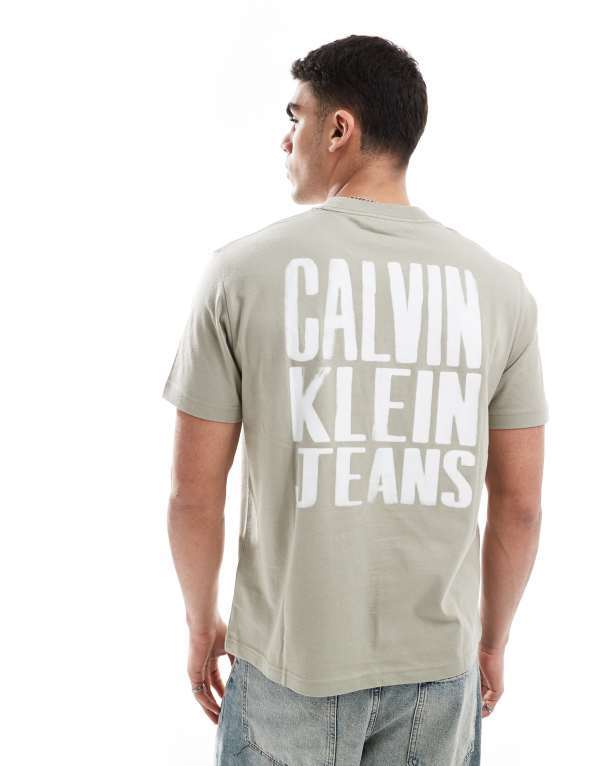 ̵ Х󥯥饤  T ȥåץ Calvin Klein Jeans paint back print logo...