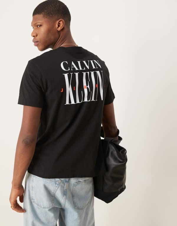 ̵ Х󥯥饤  T ȥåץ Calvin Klein Jeans logo back print T-shi...