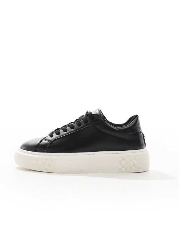 ジャック アンド ジョーンズ メンズ シューズ スニーカー レザー フェイクレザー Jack & Jones faux leather trainer Anthracite ブラック