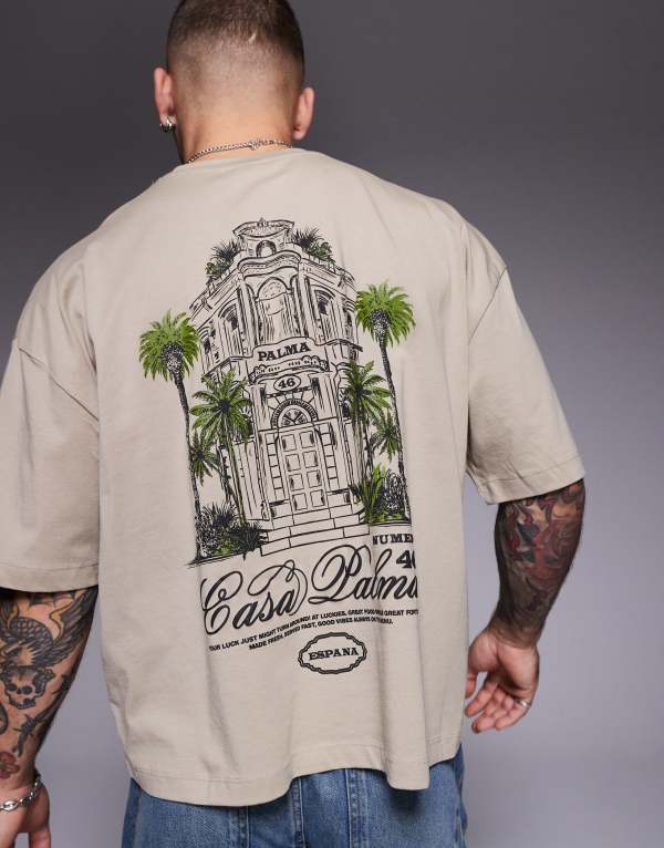 ̵   T ȥåץ ASOS DESIGN boxy oversized T-shirt with fron...
