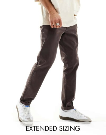 【送料無料】 エイソス メンズ カジュアルパンツ ボトムス ASOS DESIGN tapered washed chinos in brown Brown 【送料無料】 エイソス メンズ カジュアルパンツ ボトムス ASOS DESIGN tapered washed chinos in brown Brown
