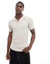 【送料無料】 エイソス メンズ ポロシャツ トップス ASOS DESIGN polo in textured rib in stone String