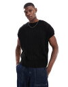 【送料無料】 エイソス メンズ タンクトップ トップス ASOS DESIGN extreme oversized knit tank in cable in ...