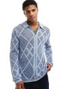 【送料無料】 エイソス メンズ カーディガン アウター ASOS DESIGN knitted crochet zip through collared car...
